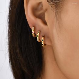 Hoop & Huggie 3pair Rose/Blue/Green Crystal Zircon Earring Set Ear Bone Aros Tiny Cartilage Earrings For Women Brincos 2022Hoop Dale22