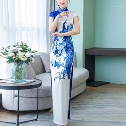 Ethnic Clothing 2022 Arrival Chinese Traditional Women Long Qipao Ao Dai Dress Handmade Button Cheongsam Novelty Formal 30961