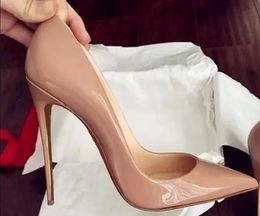 Fashion Style Women Shoes White Red Bott0m Pumps leather Pigalle Heels Wedding Pointed toe fine Sexy Woman 8 10 12cm heels 33-45 Size With box