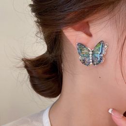 Dangle & Chandelier Beautiful Blue Butterfly Stud Earrings Personality Temperament New Fashion Pendientes Muijer