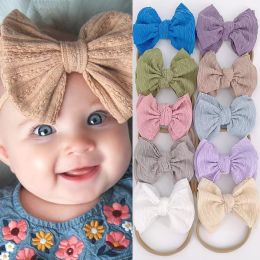 Europe Infant Baby Bowknot Hairband Headband Candy Colour Soft Nylon Headwrap Kids Headbands Children Hairbands Hair Accessory 10 Colours