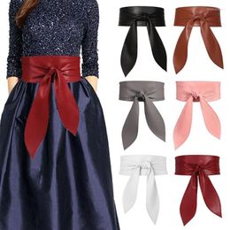 Belts Fashion Women's Faux Leather Wide Waist Bow Ribbon Stretch Girdle Belt Soft Clothing Strap Decoration WaistbandBelts