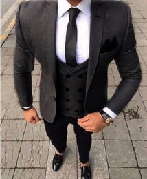 Men's Suits & Blazers Formal Latest Coat Pant Designs Smoking Grey Men Suit Slim Fit 3 Piece Tuxedo Groom Style Custom Prom Blazer TernoMen'