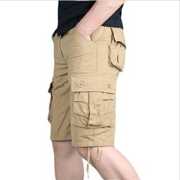 Men's Shorts Male Multi Pocket Summer Loose Zipper Breeches Khaki Grey Plus Size Short Pant Casual Cotton Black Long Mens CargoMen's