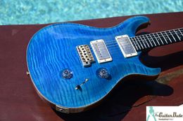 P RS Wood Library Custom 24 10-Top - Matteo Blue - KILLER FlameTop Electric guitar