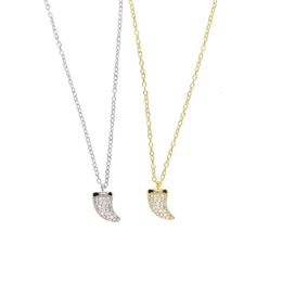 Chains Sterling Silver Dainty Cute Horn Charm Micro Pave Cz Simple Jewellery Delicate NecklaceChains