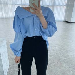 Women's Blouses & Shirts Alien Kitty Outwear Striped Loose Femme Chic Sexy 2022 Elegance Tops All Match Lady Casual Oversize Geometric