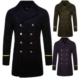 British Style Winter Coat Men 2018 Brand New Double Breasted Trench Coat Mens Slim Fit Striped Overcoat Jackets Manteau Homme T220810