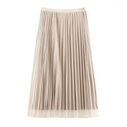 Skirts Women Fold Oversize 2022 Summer Fashion Casual Clothes High Waist Reversible Mesh Pleated Plus Size Bottoms