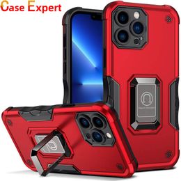 2 in 1 Dual Layer Non-slip Armor Shockproof Ring Holder Cases For iPhone 15 Plus Pro Max 14 13 12 Mini 11 8 7 Plus XR XS Samsung S23 S24 Ultra Soft TPU Hard PC Back Cover