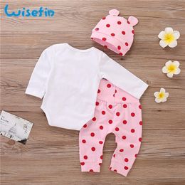 Wisefin Polka Dot born Baby Girl Outfits Set Cute Giraffe Infant Girl Clothing With Hat Winter Autumn Baby Clothes For Girl LJ201223