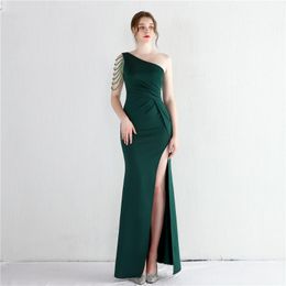 womens maxi evening dresses Australia - Casual Dresses Elegant Off The Shoulder Floor Length Evening Dress Sexy Hight Slit Women Beading Party Maxi Long Knitting GownCasual