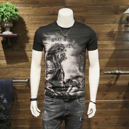 Men's T-Shirts 2022 Fashion Brand Ice Silk Lion Embroidery Printing Short-sleeved T-shirt O-neck