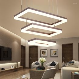 Pendant Lamps Modern Rectangular LED Chandelier Residential Living Room Dining Study Bedroom Commercial Decorative ChandelierPendant