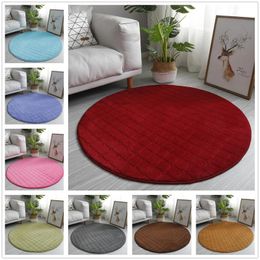 Carpets Round Carpet Living Room Red Plaid Kitchen Mat Bedroom Rug Anti-slip Coral Velvet Entrance Doormat Bath 120cmCarpets