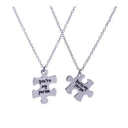 Pendant Necklaces You're My Person 2PC/Set Puzzle Charm Chain Necklace Jewelry Women Friends Lovers Couples Friendship Choker CollarPend