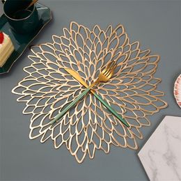 6 4pcs Octagonal Placemat Restaurant Dinning Table Decoration Mat Gold Bowl Cup DIsh Flowerpot Non slip Pad Bedside Decor 220627