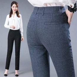 arrival Elegant Pencil Pants For Women High Waist Work Wear Sweatpants Classic Formal Solid Straight s Trousers 220325