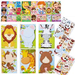 Wholesale Kids DIY Stickers Puzzle Games Make-a-Face Princess Animal Dinosaur Assemble Jigsaw Children Recognition Training Education Toy