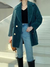 Women's Fur & Faux Women Fashion Natural Wool Coat 2022 Winter Warm Jacket Mid Length Shearling Woman ClothingWomen's