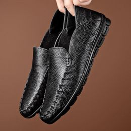 Leather Men Shoes Trendy Casual Slip on Formal Loafers Men Moccasins Italian Shoes Black Male Driving Shoes Sneakers Lightweight