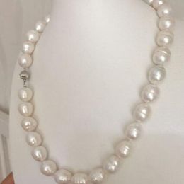 18'' Classic 10-13mm Natural south sea Freshwater baroque white pearl necklace