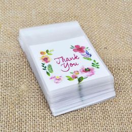 Gift Wrap 50/100pcs Write Thank You Plastic Bags Cookie Candy Bag Self-Adhesive For Wedding Birthday Biscuit Baking Packaging BagGift WrapGi