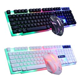 Keyboard Mouse Combos USB Wired 104 Keys RGB Backlight Ergonomic Gaming Set Computer Desktop Laptop PC Gamer