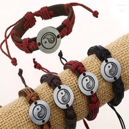 Link Chain Men Women's Fashion Retro Style Tai Chi Ying Yang Alloy Shape Braid String Charm Bracelet ChainLink Lars22