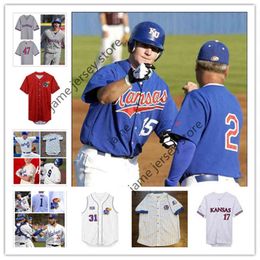 XflspCollege Kansas Jayhawks KU Baseball Jersey Nolan Metcalf Casey Burnham Conner VanCleave Blaine Ray Logan WilliamsTony CastonguaySeth