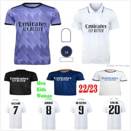 -Version des fans version 22 23 Benzema Soccer Jerseys Modric Vini Jr Real Alaba Tchouameni Camavinga Vinicius Madrids Rudiger Custom 2022 Men Woman Kids Football Shirts
