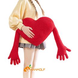 XCm Cuddle Heart Long Hands Pillow Plush Stuffed Decorative Colourful Love Valentine's Day Gift Dropshipping J220704