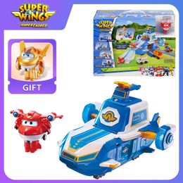 Super Wings S4 World Aircraft Playset Air Moving Base With lights Sound Includes 2 Jett Transforming Bots Toys For Kids Gifts 220718