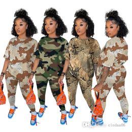 2022 Plus Size S-3xl 4xl Designer Summer Women Brand Tracksuits Camouflage Outfits Short Sleeve T-shirt Shorts 2 Piece Sets Casual Sportswear Jogger Suits