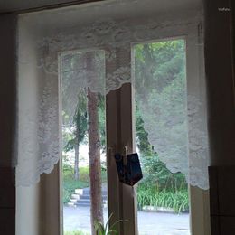 Curtain White Knitted Lace European Coffee Translucent Warp Curtains Kitchen Tulle Sheer Jacquard Bedroom