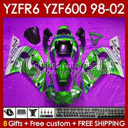 Bodywork green stock For YAMAHA YZF 600 CC YZF-600 YZF-R6 1998 1999 2000 2001 2002 Bodys 145No.128 YZF600 600CC YZF R6 R 6 98-02 Frame YZFR6 98 99 00 01 02 OEM Fairing Kit