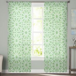 Curtain & Drapes Abstract Pattern Fresh Green Tulle Curtains For Living Room Bedroom Decoration Luxury Voile Valance Sheer KitchenCurtain