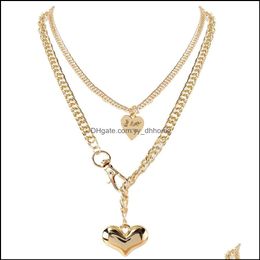 Pendant Necklaces Pendants Jewelry French Retro Baroque Fashion Stitching Peach Heart Love Titanium Steel Temperament Light Luxury Niche C