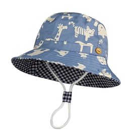 Summer Children Cotton Cartoon Bucket Cap For Boys Printing Floral Baby Girls Sun Hat Flower Kids Bonnet 220630