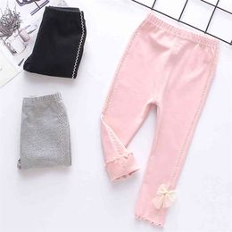 Girl Pants Bow Sweatpants For Girls Mesh Pants Kids Casual Style Child Girl Clothes Spring Autumn 210412