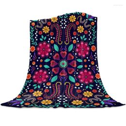 Blankets Colorful Mexico Abstract Flower Throw Blanket For Sofa Soft And Comfortable Flannel Children Gift Travel CampingBlankets