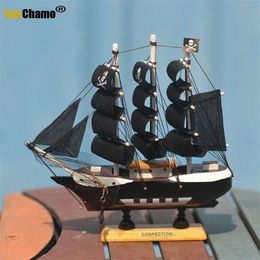 Home Decoration Mediterranean Style Caribbean Pirate Black Pearl Ship Model Birthday Gift Desk Ornament A01 Living Room Decor 220727