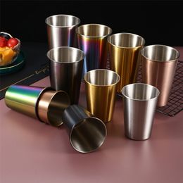 230350500ml Stainless Steel Beer Cups Household Office Bar Water Drinks Coffee Tumbler Tea Milk Mugs Kitchen Drinkware 220727