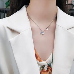 Pendant Necklaces Double Butterfly Sweater Chain Clavicle Collar For Women Silver Colour Luxury Simple Necklace Jewellery GiftPendant Godl22