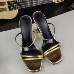 Women sandal shoes Cassandra high heeled slipper genuine leather Gold Metal heels Gladiator Sandals luxury design sandaies with box 35-43