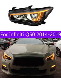 Headlight All LED for Infiniti Q50 2014-20 19 LED Animation Dynamic Turn Signal Front Lights Daytime Running High Beam Lens Headlights