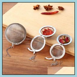 S M L 304 Stainless Steel Mesh Tea Balls Infuser Strainers Philtres Interval Diffuser For Tool Travel Drop Delivery 2021 Coffee Tools Drink