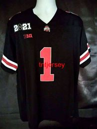 Mit Cheap custom Justin Fields #1 Blackout Ohio State Buckeyes Football Jersey 2021 Patch MEN WOMEN YOUTH stitch to add any name number XS-5XL