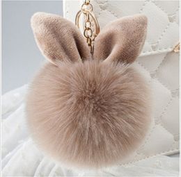 Jewellery Mini Plush Kawaii Rabbit Fur Ball keychain Cute Fashion Kids Plush Dolls PomPom Soft fluffy Charm Baby For Girls Women gift