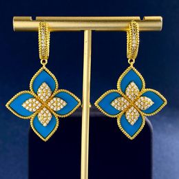 Four Leaf Clover Stud Earring Designer Jewelry Gold Silver Mother of Pearl Green Flower Earring Link Chain W 919